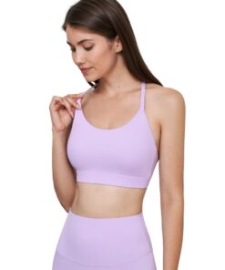 Halter Neck Sports Bra with Open Back - Lilac - L