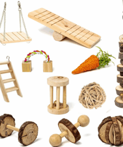 Hamster Chew Toys Set Natural Wooden Hamster Accessories for Cage Set of 11