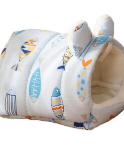 Hamster Nest Cozy Hamster House Small Animal Pet Sleeping Bed Small Animals - blue fish
