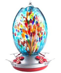Hand Blown Glass Hummingbird Feeder (800ML) - Blue