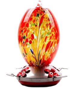 Hand Blown Glass Hummingbird Feeder (800ML) - Red