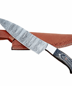 Hand Forged Damascus Chef knife with Leather sheath HN006