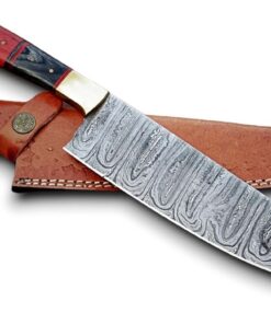 Hand Forged Damascus knife with Leather sheath