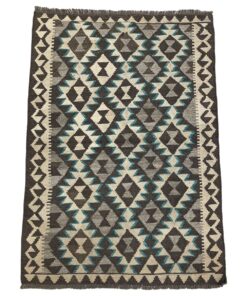 Hand Knotted Afghan Natural Kilim Rug - Brown/Grey - 154 x 107 cm