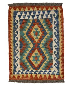 Hand Woven Traditional Afghan Kilim Mini Rug - 90 x 60 cm