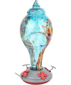 Handcrafted Blown Glass Hummingbird Feeder (1000ML) - Blue