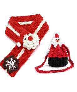 Handcrafted Christmas Santa Claus Crocheted Design Bag & Scarves Combo