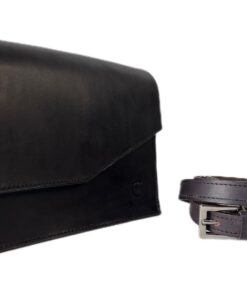 Handcrafted Genuine Leather Crossbody Bag - Black