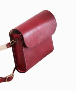 Handcrafted Veg Leather Slim Crossbody Messenger Bag - Maroon