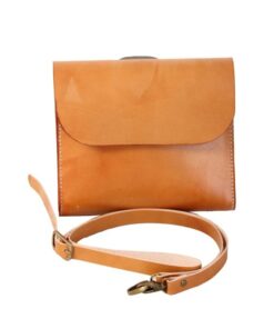 Handcrafted Veg Leather Slim Crossbody Messenger Bag - Tan