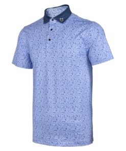 Handee Golf - Men Terrazzo Print Golf Shirt - Violet Blue Terrazzo Print - L