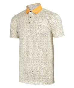 Handee Golf - Men Terrazzo Print Golf Shirt - Yellow Terrazzo Print - 2XL