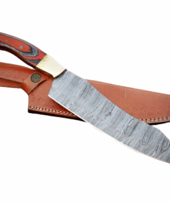 HandForged Damascus knife with Leather sheath