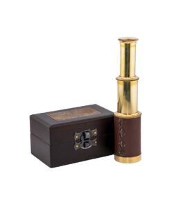 Handheld Pirate Brass 6" Nautical telescope in a wooden box