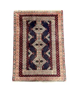 Handmade Afghan Turkoman Small Area Rug - 85 x 62 cm