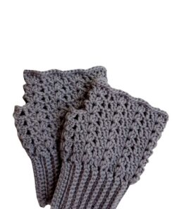 Handmade Crochet Victorian Hand Warmer Gloves - Light Grey - Light Grey