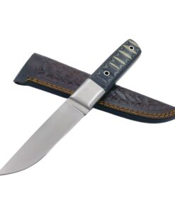 Handmade D2 Steel Hunting Knife - Green & Beige Micarta Handle