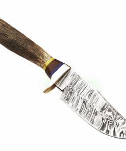 Handmade Damascus Hunting Knife - Stag Horn