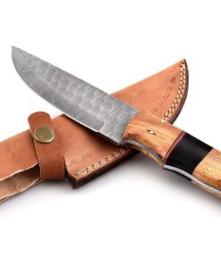 Handmade Koch Knives DHK-003 Damascus Hunting Knife with Olive Wood Handle