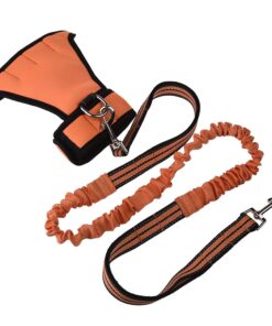 Hands-Free Glove & Dog Leash with Dual-Handle Reflective Bungee - Orange
