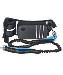 Hands Free Retractable Dog Leash with Waist Zipper Pouch for Running - Grey