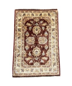 Handwoven Traditional Afghan Chobi Floral Rug - Brown - 91 x 61 cm