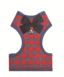 Harness and Leash for Small Breed Dogs (Red and Grey) - S