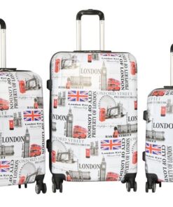 Hazlo 3 Piece ABS+PC Hard Luggage Trolley Bag Set - London Design