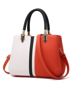 HB-305, Ladies Handbag - Orange, White