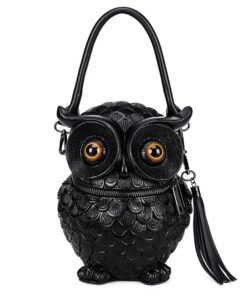 HB-3186-BK, The Owl Ladies Handbag-Black(HB-3186-BK)
