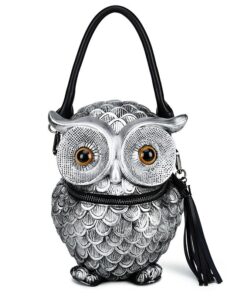 HB-3186-S, The Owl Ladies Handbag-Silver(HB-3186-S)