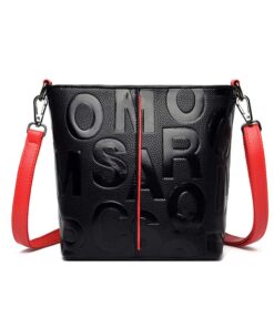HB-342, PU Ladies Handbag - Black, Red