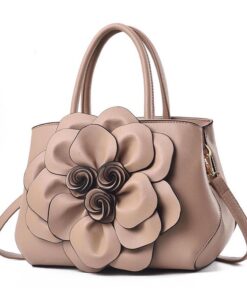 HB-A45B, Ladies PU Flower HandBag - khaki