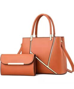 HB-H806, Ladies PU Handbag & Wallet Set - Brown