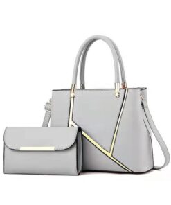HB-H806, Ladies PU Handbag & Wallet Set - Grey