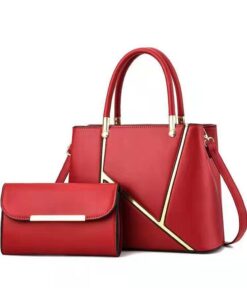 HB-H806, Ladies PU Handbag & Wallet Set - Red