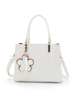 HB-Z8109, Braided series Ladies PU Handbag - White