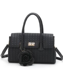 HB-Z9911-1, Braided series Ladies PU Handbag - Black