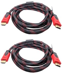 HDMi Cable Braided 3m - Black & Red - 2 Pack