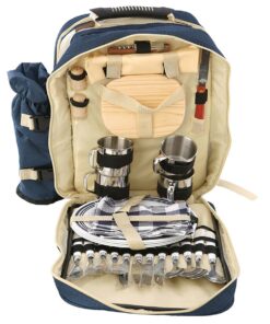 Heartdeco All-in-One Complete Cutlery Set Camping Picnic Backpack for 4