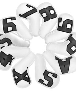 Heartdeco Pu Leather Golf Club Iron Head Cover 10 Piece Set - White