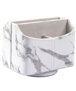 Heartdeco - PU Leather Rotating Remote Holder Desk Organizer