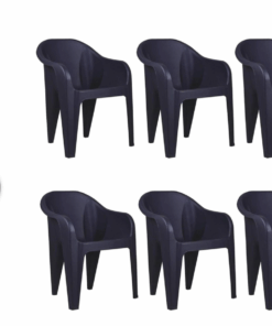 Heavy Duty Outdoor Chair- Black (Set Of 6) With TIT Keychain