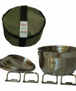 Heavy Duty Stainless Steel Camping Pot Set - 5 Pots with Lids