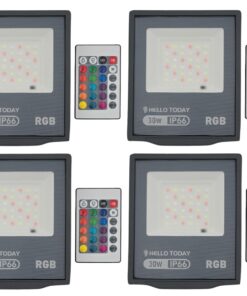 Hello Today RGB LED Flood Light With Remote 30W - 4 Pack