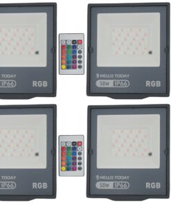 Hello Today RGB LED Flood Light With Remote 50W - 4 Pack