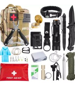 Herqona - 19 in 1 Professional Tactical Kit Survival Gear Bag- Khaki