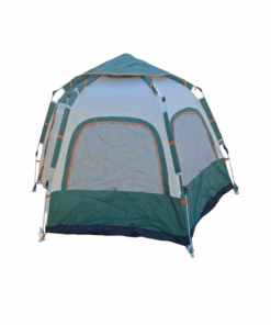 Hexagon Automatic Pop -Up Water-Resistant Hicking and Camping Tent - Green, Grey