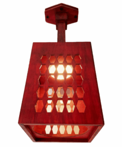 Hexagon Pattern Wooden Ceiling Lamp-Mahogany