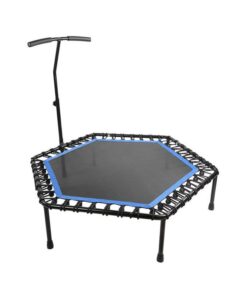 Hexagonal Shape Indoor Adjustable Handle Fitness Trampoline - Blue